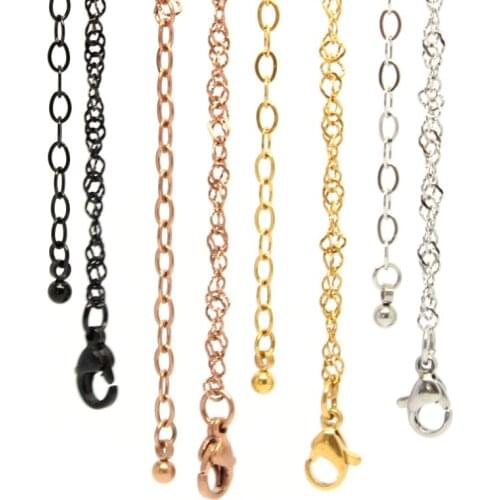 10pcs/lot 24''+2'' extension (65cm) /rose gold/gold/black 316L stainless steel wave chain photo locket pendant necklace