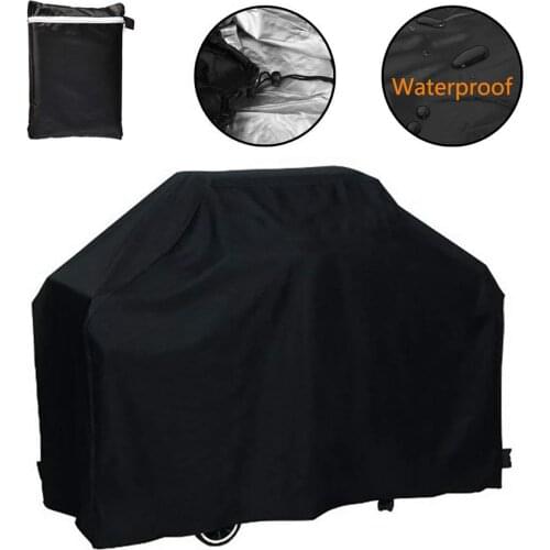 Black Waterproof Barbecue Cover Oxford Cloth Grill Cover Grill Waterproof Protective Case With Storage Bag Grill Accessories