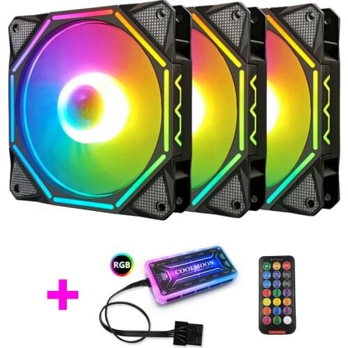 Coolmoon LN2 RGB Fan AURA SYNC with IR Remote Quiet 120mm Computer Case CPU Cooler and Radiator RGB Case Fans