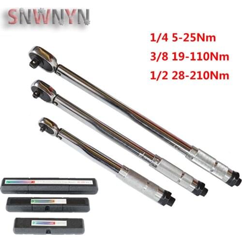 1pcs 1/4'' 3/8'' 1/2'' Square Drive Torque Wrench 5-210Nm Bike Repair Spanner Mechanism Two-Way Wrench Bicycle Tool Kits