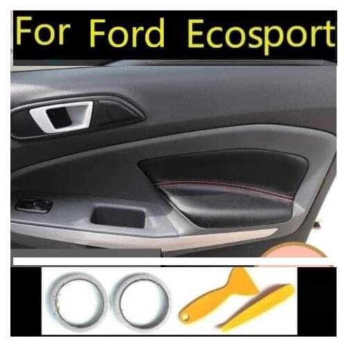 4PCS Microfiber Door Panel Armrest Leather Protective Cover For Ford EcoSport 2013-18 with Mount Fittings car interior