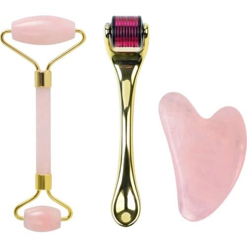 DRS 540 Derma Roller Needles Titanium Mezoroller Micro-needling Roller jade stone roller massage guasha board set for skin care