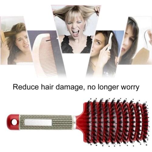 Hot sale Fancy Anti Static Soft Boar Bristles Comb Pro Salon Hair Brush Hairdressing Styling Tool Scalp Massager easy to use