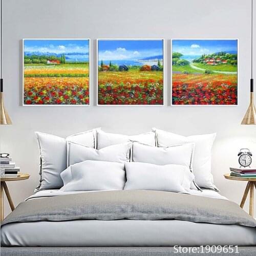 Cotton no frame Mediterranean flowers scenery canvas printings oil painting printed on cotton home wall art decoration picture