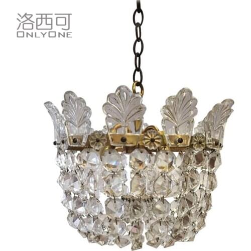 Flower basket crystal chandelier American retro French simple European bedroom dining cloakroom light luxury lamps