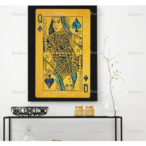 Queen Of Spades Art Print On Canvas Poster Fine Art Lucky Card Poker Painting Wall Art Casino Art Modular Pictures Decor Home