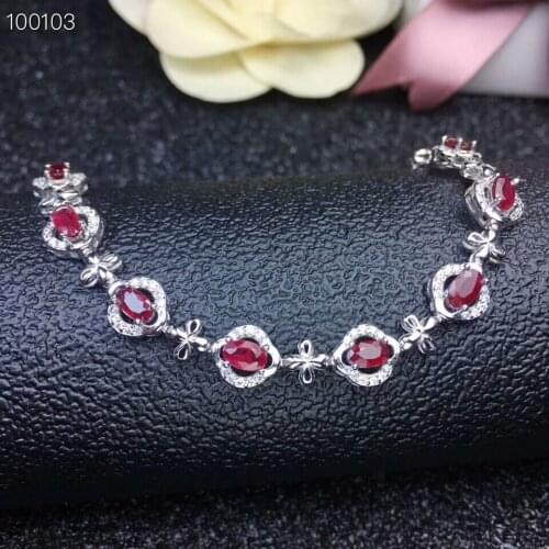 KJJEAXCMY fine jewelry 925 pure silver inlaid natural ruby Bracelet female support test