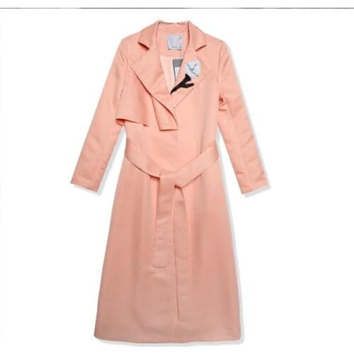 Fashion Long Coat With Belt Spring Autumn Womens Windbreaker Europe America Trend Trench Female Overcoat WYQ1382