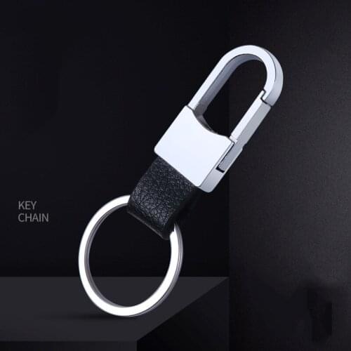 Mens keychain-leather keychain-car keychain-small gifts-jewelry discovery-holiday gifts-black leather high-quality keychain