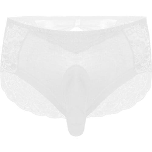 Sexy Lingerie Panties Mens Thong Underwear Hot Sissy Lace Panties Gay Male Underwear Elastic Waistband Bulge Pouch Underpants