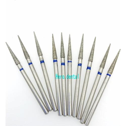 10 Pcs 2.35mm Shank Diamond Grinding Bur Drill Bits Sets For Dental Grinding Needle Shape MM27 Dental Polishing Burs
