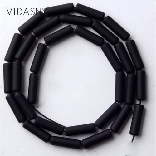 Natural Minerals Black Nanotech Rubber Hematite Cylindric Beads For Jewelry Making 13*4mm 30pcs Loose Beads Diy Bracelets 15