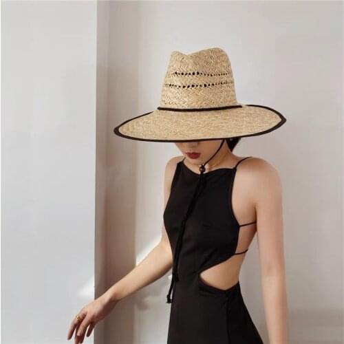 202106-2508538-9196 new summer raffia grass beach fedoras cap men women panama jazz hat