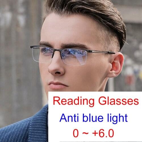 Male Blue Light Blocking Reading Glasses Anti Eyestrain Computer Gaming Glasses For Men Age 40-80 Presbyopia Eyeglasses Bril
