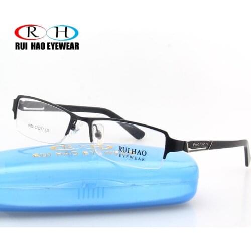 Optical Glasses Frame Alloy Half Rimless Eyeglasses Frames Men Rectangular Design Spectacles Rui Hao Eyewear Brand oculos