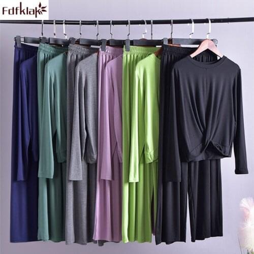 Fdfklak Modal cotton sleepwear pajamas for women spring autumn long sleeve ladies home clothes casual nightwear pijama mujer