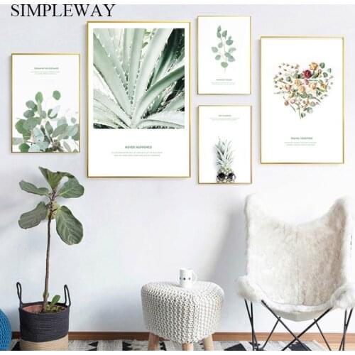 Leaf Pineapple Flower Poster Nordic Style Botanical Print Wall Art Canvas Painting Decorative Picture Modern Home Decoration