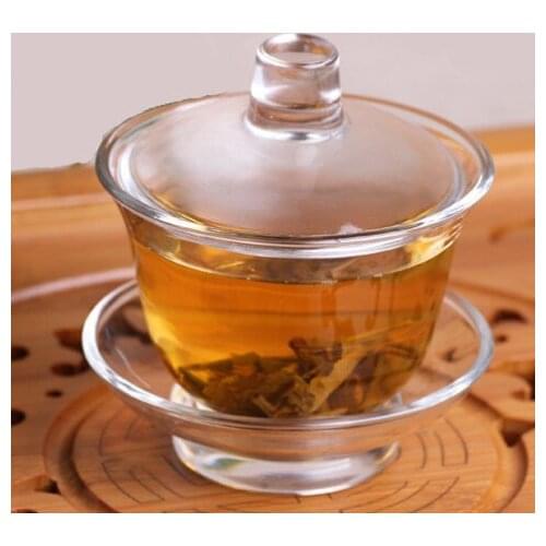 [GRANDNESS] Borosilicate Heat-resistant Mouth-blown Clear Glass Gaiwan Middle Size 150ml Chinese Gaiwan