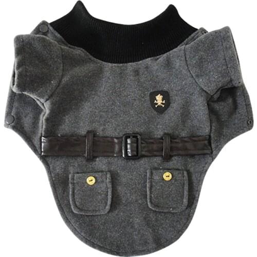 Gray Wool blended High Collar Pet dogs Coat Free Shiping By CPAM Dogs Clothing