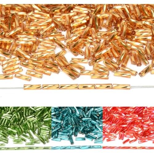 Twist 2x6MM Bugle Glass Beads Czech Silver Gold Black Beads for Diy Handmade Jewelry Making Bracelet Necklace Beadwork
