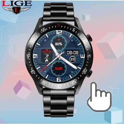 LIGE New 2021 Smart Watch Men Heart Rate Blood Pressure Information Reminder Sport Waterproof Smart Watch for Android IOS Phone