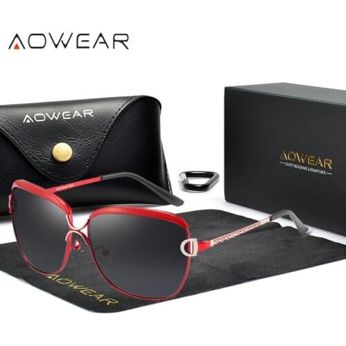 AOWEAR Luxury Oversized Polarized Sunglasses Women Fashion UV400 Vintage Cateye Sun Glasses Ladies Brand Design Shades Eyewear