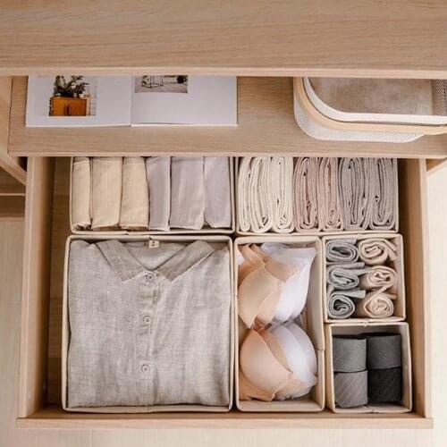 Modern Underwear Storage Box Multi-size Foldable Seperated Socks Bra Organizer Solid Color Household Closet Finishing Boxes