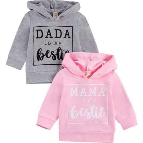 2020 Fall Spring 6M-3Years Newborn Baby Girls Pocket Hooded Sweatershirt Kids Long Sleeve Letter Print Pullover Tops
