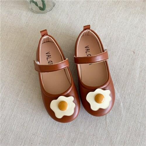 Fashion Autumn Fall Kids Girls Poached Egg Pattern Lovely PrincessShoes Childrens Shoes Soft Bottom Breathable 1-7Years Old