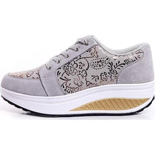 Wedge Shoes For Women Floral Flat Platform Sneakers Walking Creepers Casual heightening vulcanized shoes