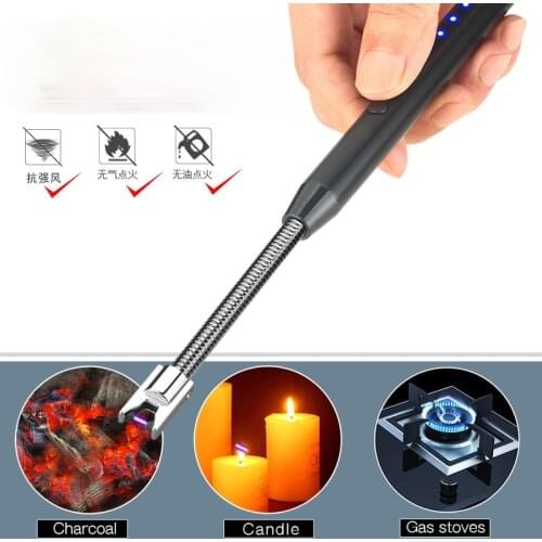 USB Arc Pulse Lighter Ignition Gun Candle Gas Stove Igniter 360 Degree Hose Ignition Rod Lighter Aluminum Tube Safe Bbq Gas