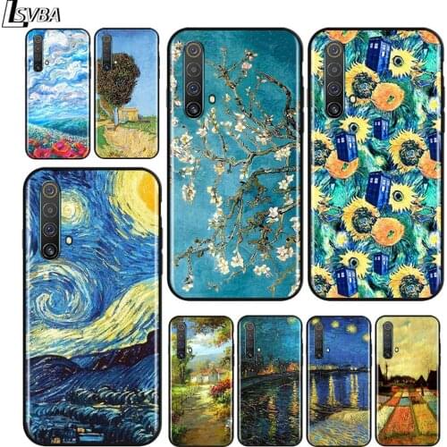 Van Gogh Star flower for OPPO Realme V15 X5 X3 X50 X7 X2 C17 C11 C3 C2 7 7i 6 6S 6i 5 Narzo 20 Pro Black Phone Case