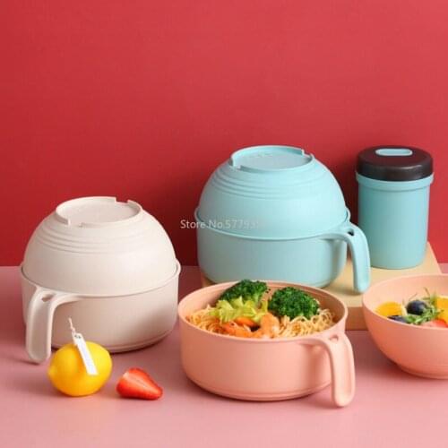 Japanese Style Instant Noodle Bowl with Lid Household Single Tableware Tableware Set Student Lunch Box Instant Noodle Bowl