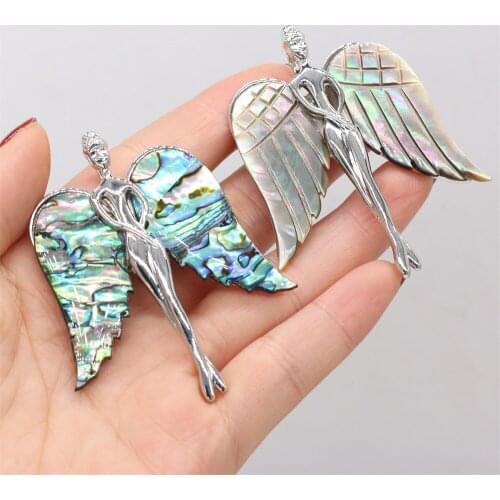 Womens Brooch Natural Shell Beauty With Wing For Jewelry Making DIY Necklace Pendant Clothes Shirts Accessory