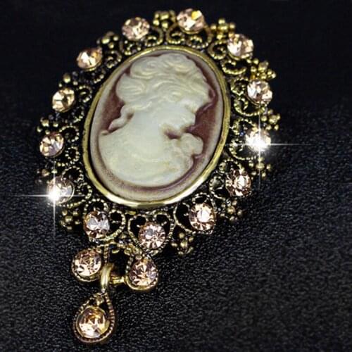 1pc Women Fashion Cameo Victorian Style Alloy Pendant Brooch Pin Lady Vintage Wedding Party Accessories Silver/Gold