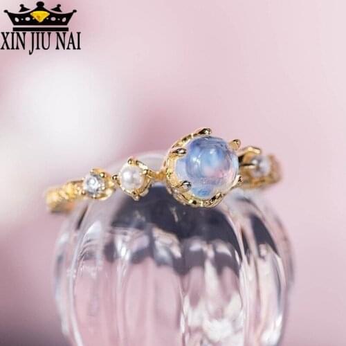 Crystal FemaleMysterious color Small Moonstone Ring Cute Luxury 925 Silver Love Wedding Jewelry Promise elegant Rings For Women
