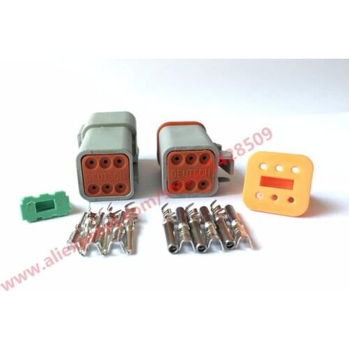 10 Set 6 Pin Female And Male Waterproof Electrical Wire Connector Plug Deutsch Enhanced Seal Shrink Boot Adapter DT06-6S DT04-6P