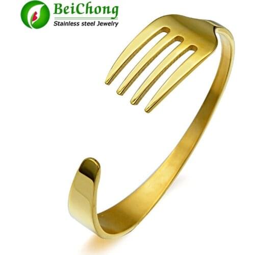 10PCS Three color Plated Fork Bracelet make by Stainless Steel Titanium Bangle