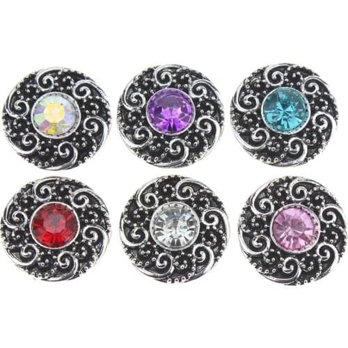 10pcs/lot New Snap Jewelry Crystal Flower Metal Snap Buttons with Rhinestone Fit DIY 20MM 18mm Snap Bracelet Button Jewelry