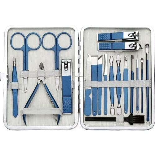 19PCS Nail Clippers Manicure Set Pedicure Kit Professional Nail Care Kit with Facial Care Tools