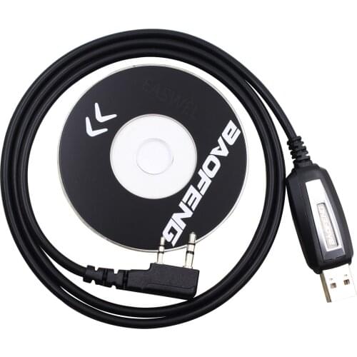 2 Pin USB Programming Cable + CD for BaoFeng Radio UV-5R UV-3R+ UV-3R Plus UV-82 UV-3R2 UV-5RA UV-5R Plus GT-3 UV-82L BF-888S