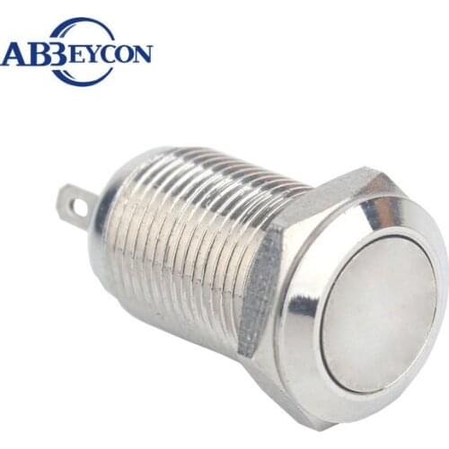 5pcs/Lot 12mm Flat Head Resetable 1NO1NC Waterproof Momentary IP65 Pin Terminal Small Metal Shell Silver Push Button Switch