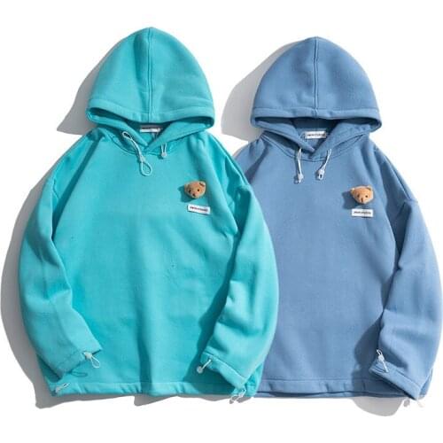 American Street Ins Harajuku Three-dimensional Bear Doll Hooded Mens Tide Brand Loose Bf Wind Casual Jacket