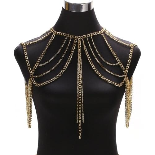 Luxury Handmade Bridal Shoulder Necklace Metal Women Pageant Prom Wedding Shoulder Jewelry Chain Necklaces