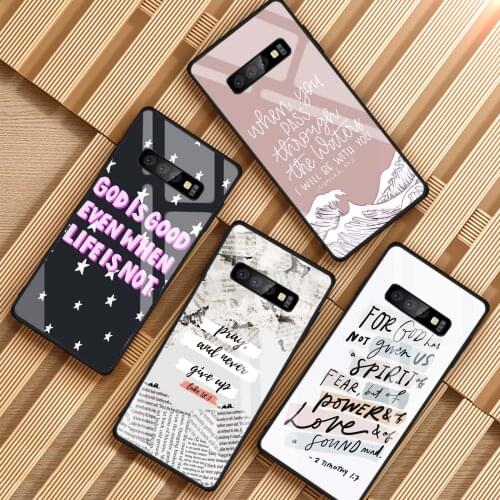 Bible quote Tempered Glass Case For Samsung S7 S8 S9 S10 S20 J6 Plus S10LITE Note 8 9 10 J4 J6 J8 2018