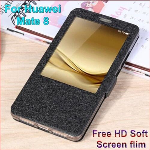 Open window stand Cover For Huawei Mate 8 Case bumper For Huawei Mate8 flip leather cases Phone Case Mate 8 MT8 Fundas 6.0"