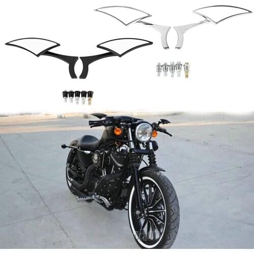 Black Universal Blade Motorcycle Rearview Side Mirrors Bar End Aluminum Alloy For Harley Cruiser Chopper Custom Side Mirror