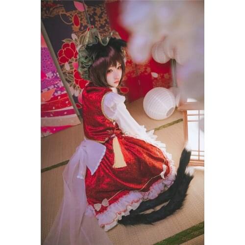 Game Touhou Project Perfect Cherry Blossom Chen Cosplay Costume Red Formal Skirt Party Role Play Clothing High-End Custom-Make