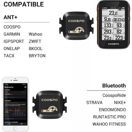 CooSpo Bluetooth 4.0 ANT+ Cadence Sensor Speed Sensor Rpm Sensor Road Bike Mtb Sensor For Wahoo Garmin Bike Computer