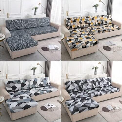 1/2/3/4 Geometric Sofa Seat Cushion Cover Elastic Pets Kids Furniture Protector Stretch Washable Removable Carton Sofa Slipcover